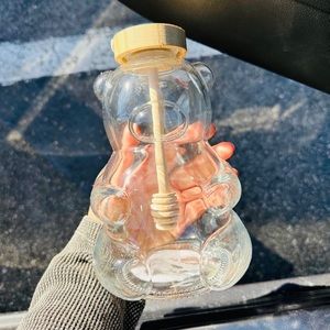 Target bullseye honey bear glass jar with wood spoon. Nwt new